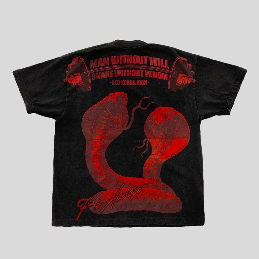 red kobra washed barbell tee